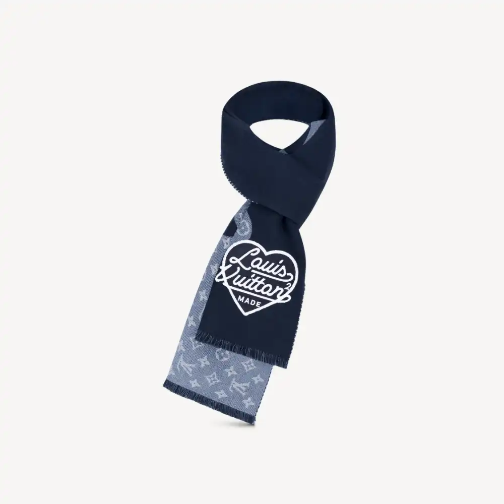 Cheap Louis Vuitton x Nigo MP3255 Monogram Drip Blue Scarf 0130