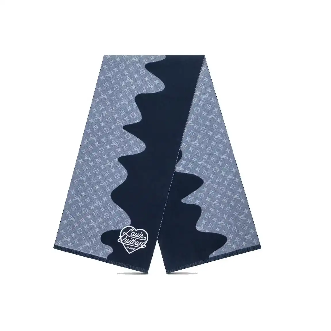 Cheap Louis Vuitton x Nigo MP3255 Monogram Drip Blue Scarf 0130