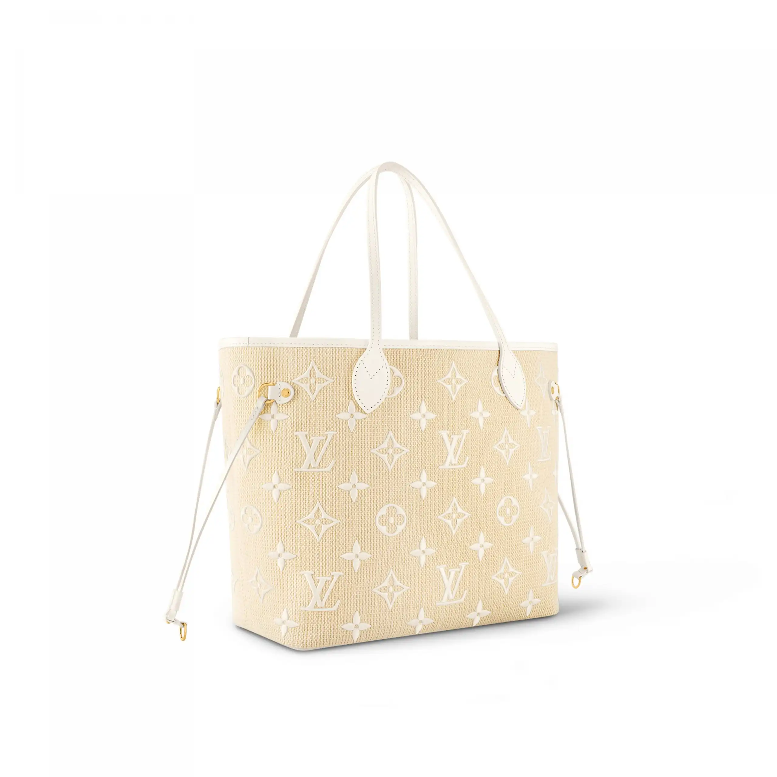 Affordable Louis Vuitton M22839 Neverfull MM Lotus Cotton White Beige 0123