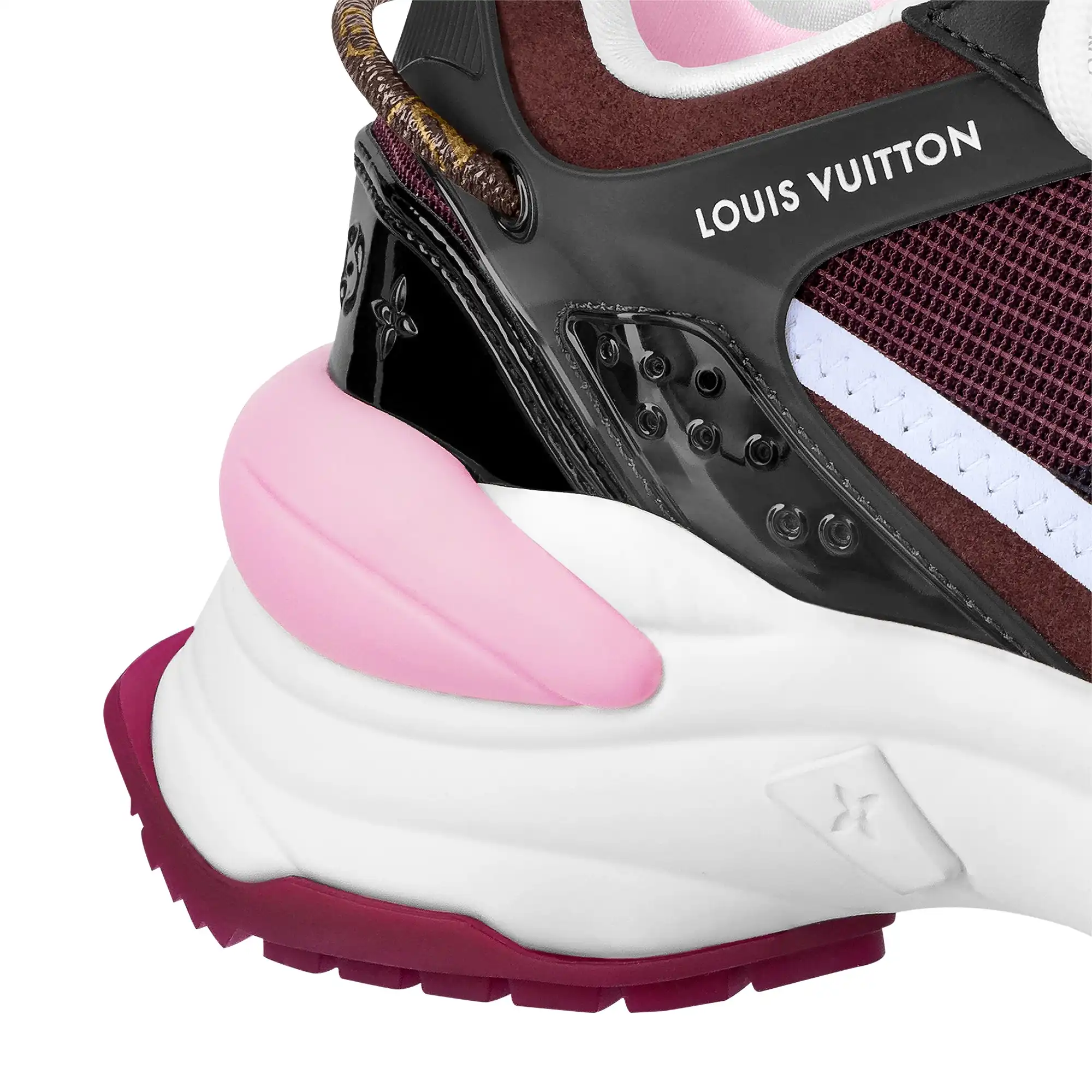 Cheap Louis Vuitton LV Run 55 Sneaker Monogram Flower Bordeaux Red 1A9H59 0127