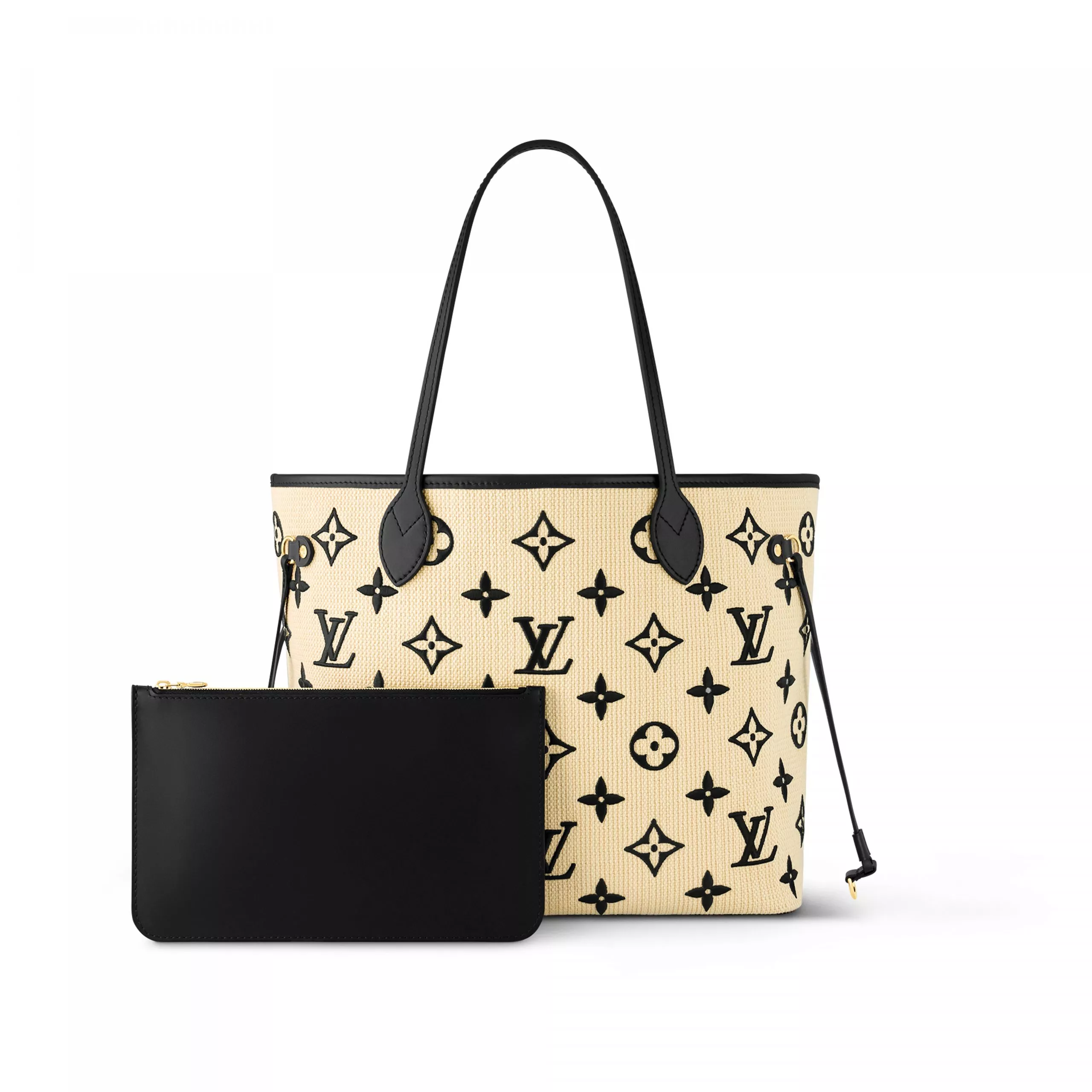 Affordable Louis Vuitton M22838 Neverfull MM Lotus cotton Black Beige 0115