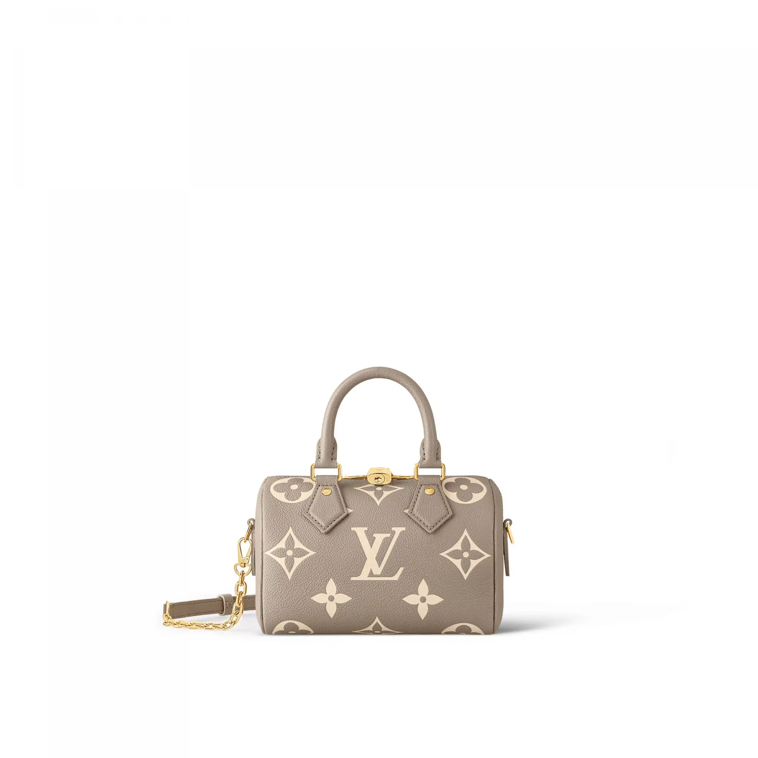 Louis Vuitton M46575 Speedy Bandoulière 20 Bicolor Monogram Empreinte Leather Tourterelle Gray 0122