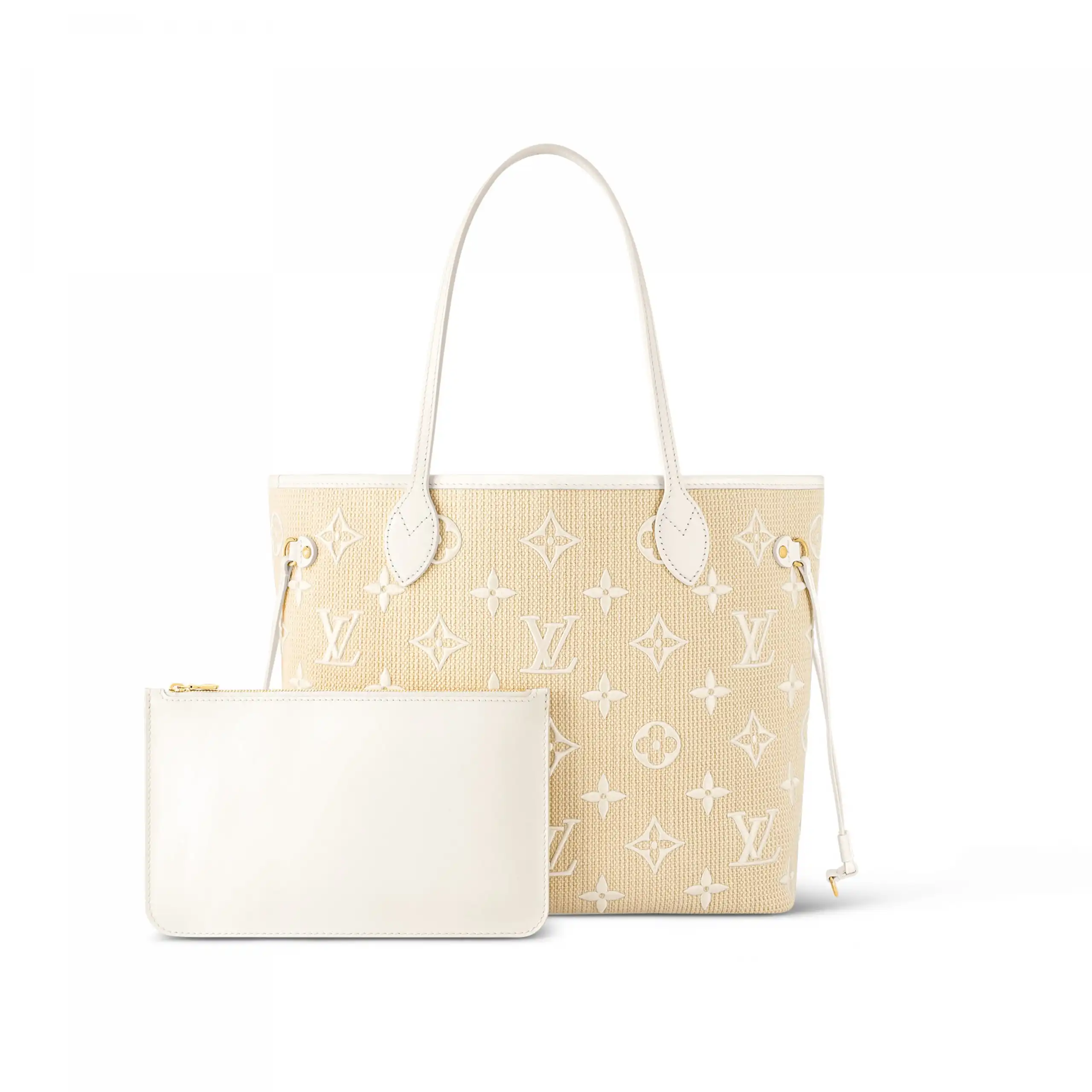 Affordable Louis Vuitton M22839 Neverfull MM Lotus Cotton White Beige 0123