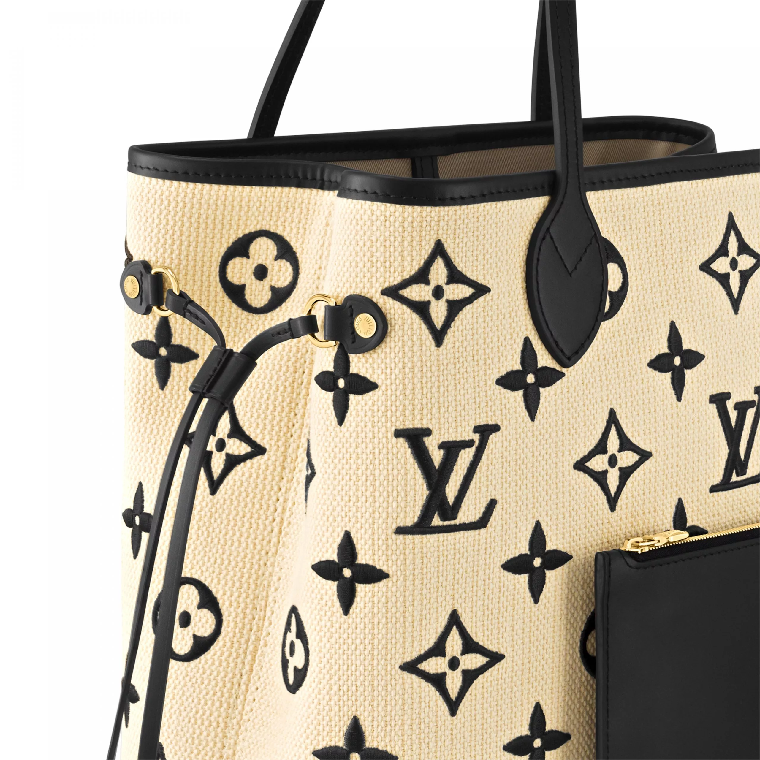 Affordable Louis Vuitton M22838 Neverfull MM Lotus cotton Black Beige 0115