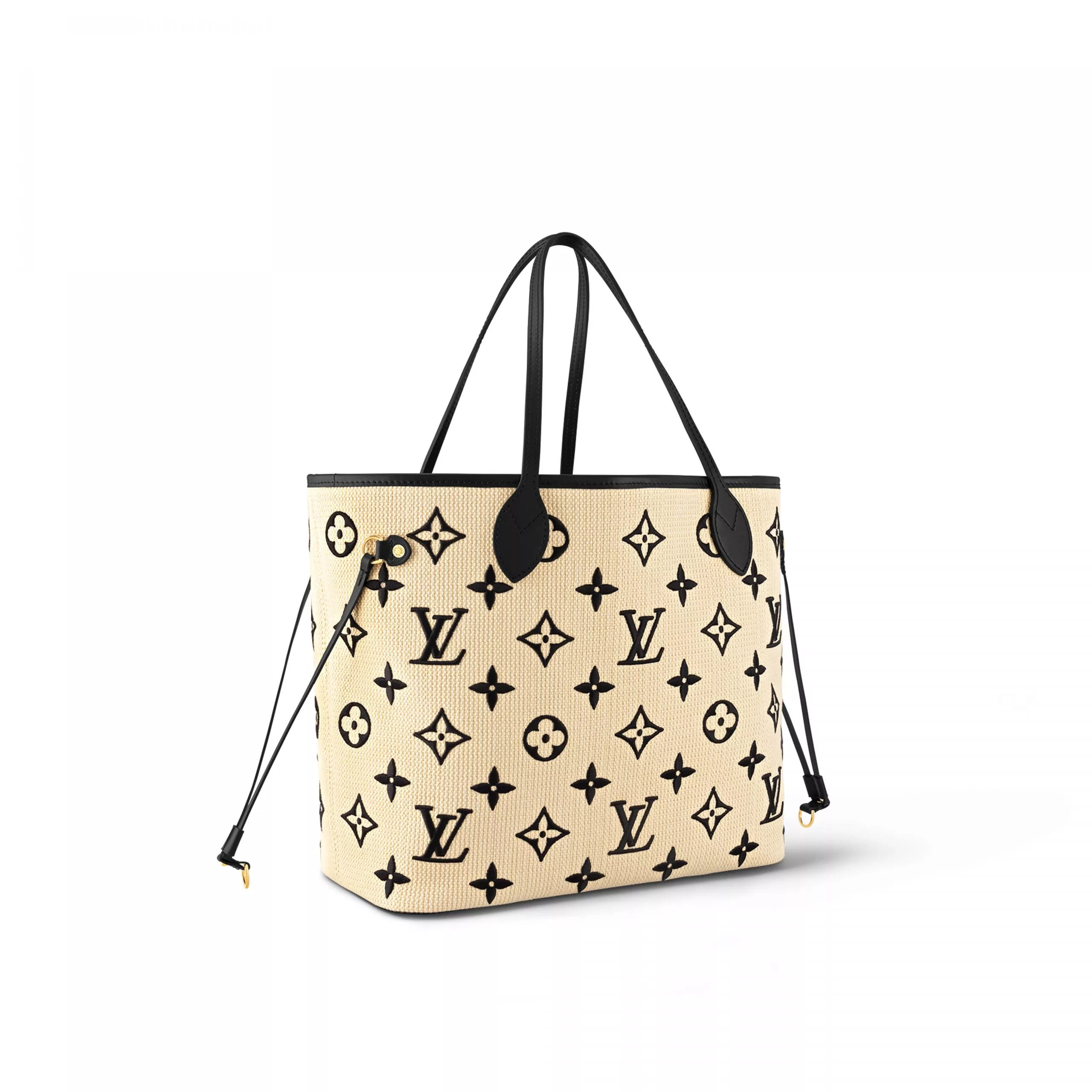 Affordable Louis Vuitton M22838 Neverfull MM Lotus cotton Black Beige 0115