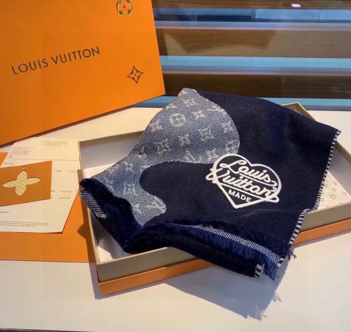 Cheap Louis Vuitton x Nigo MP3255 Monogram Drip Blue Scarf 0130